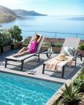 ULAND Adjustable Aluminum Chaise Lounge Set of 2