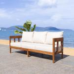 SAFAVIEH Owen Teak Wood 3-Seater Outdoor Sofa