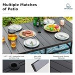 Rectangular Outdoor Dining Table for 6, Black