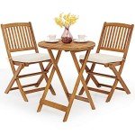 Tangkula 3-Piece Outdoor Bistro Set with Cushions