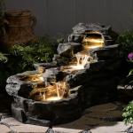 37" 5-Tier Outdoor Water Fountain with LED Lights