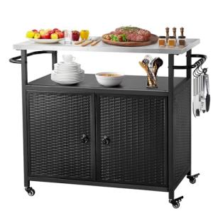 Grill Cart with Storage and Wheels for Outdoor Fun