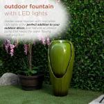 Alpine Outdoor Antique Jar Water Fountain with LED