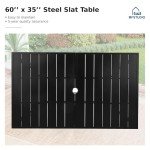 Rectangular Outdoor Dining Table for 6, Black