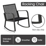 Blue 3-Piece Outdoor Rocking Chair Bistro Set