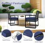 Navy Blue Waterproof Cushion Set for Patio Chairs