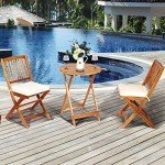 Tangkula 3-Piece Outdoor Bistro Set with Cushions