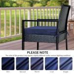 Navy Blue Waterproof Cushion Set for Patio Chairs