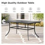Rectangular Outdoor Dining Table for 6, Black