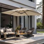 Beige 9'x12' Outdoor Cantilever Patio Umbrella