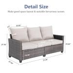 3-Seat All-Weather Rattan Patio Sofa with Cushions
