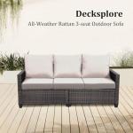 3-Seat All-Weather Rattan Patio Sofa with Cushions