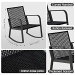 Blue 3-Piece Outdoor Rocking Chair Bistro Set
