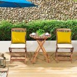 Tangkula 3-Piece Outdoor Bistro Set with Cushions