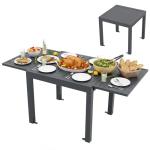 Tangkula Extendable Patio Dining Table, Dark Grey