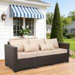3-Seater Outdoor Wicker Sofa with Cushions