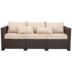 3-Seater Outdoor Wicker Sofa with Cushions