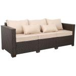 3-Seater Outdoor Wicker Sofa with Cushions