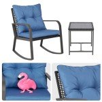 Blue 3-Piece Outdoor Rocking Chair Bistro Set