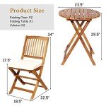 Tangkula 3-Piece Outdoor Bistro Set with Cushions