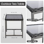 Blue 3-Piece Outdoor Rocking Chair Bistro Set