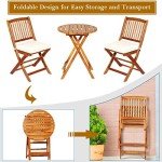 Tangkula 3-Piece Outdoor Bistro Set with Cushions
