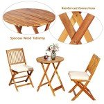 Tangkula 3-Piece Outdoor Bistro Set with Cushions