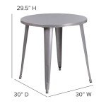 30" Round Silver Metal Indoor-Outdoor Table