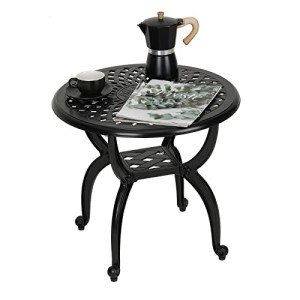 Round Black Cast Aluminum Bistro Table for Outdoors