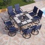 9-Piece Outdoor Patio Dining Set with Swivel Chairs