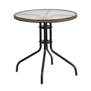 Barker 28" Round Glass & Metal Patio Table