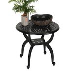 Round Black Cast Aluminum Bistro Table for Outdoors