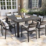 Expandable Aluminum Outdoor Dining Table for 6-8
