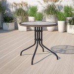 Barker 28" Round Glass & Metal Patio Table