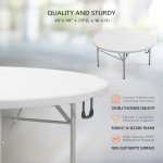 VINGLI 48" Round Folding Plastic Dining Table