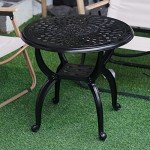 Round Black Cast Aluminum Bistro Table for Outdoors