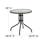 Barker 28" Round Glass & Metal Patio Table