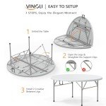 VINGLI 48" Round Folding Plastic Dining Table