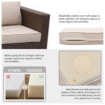 3-Seat Outdoor Rattan Sofa with Beige Cushions