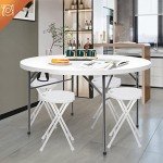 VINGLI 48" Round Folding Plastic Dining Table