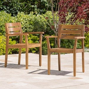 Stamford Teak Finish Acacia Wood Dining Chairs Set