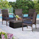 Brown Wicker Patio Dining Chairs with Cushions