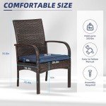 Brown Wicker Patio Dining Chairs with Cushions