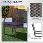 Brown Wicker Patio Dining Chairs with Cushions