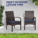 Brown Wicker Patio Dining Chairs with Cushions