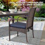 Brown Wicker Patio Dining Chairs with Cushions
