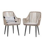 Patiorama Woven Rattan Outdoor Dining Chair Set