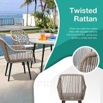 Patiorama Woven Rattan Outdoor Dining Chair Set