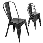 Nazhura Stackable Metal Dining Chair Set of 4