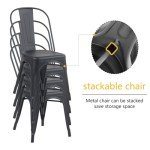 YOUNIKE Set of 4 Stylish Stackable Dining Chairs
